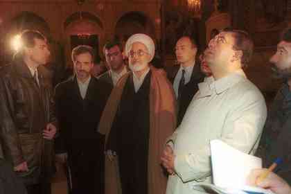 Iranian parliamentary delegation, led by the Speaker of the Parliament, Mehdi Karroubi, on a visit to the "Alexander Nevsky" memorial church